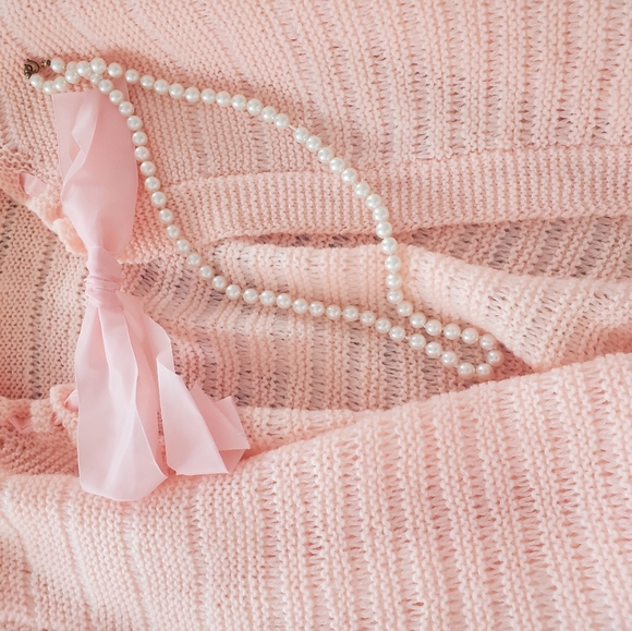 knit peach bow shrug sweater - Picture 10 of 12